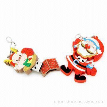 Christmas Design USB Flash Memory with 1 to 32GB Memory Capacity, Free Printing and Packaging